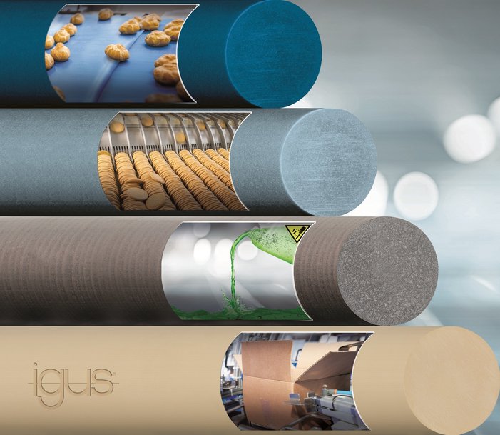 Nouvelles ébauches igus pour le secteur alimentaire résistantes à l'usure, aux produits chimiques et sans graisse